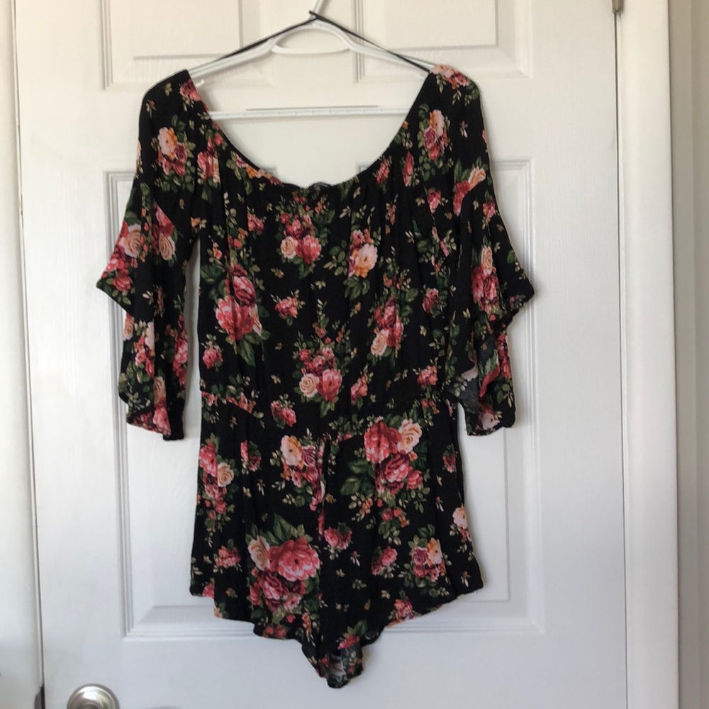 Floral black romper
